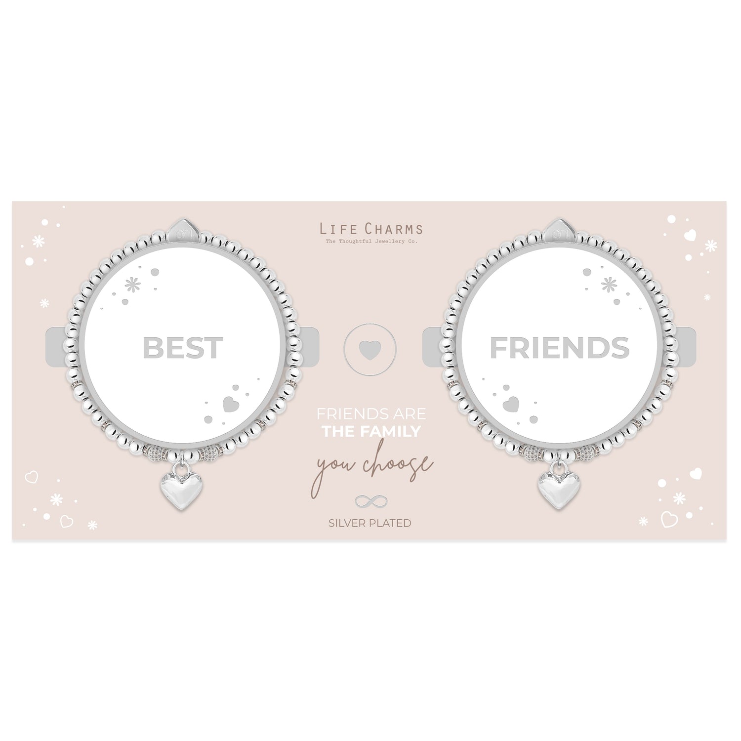 Best Friends heart charm bracelet set