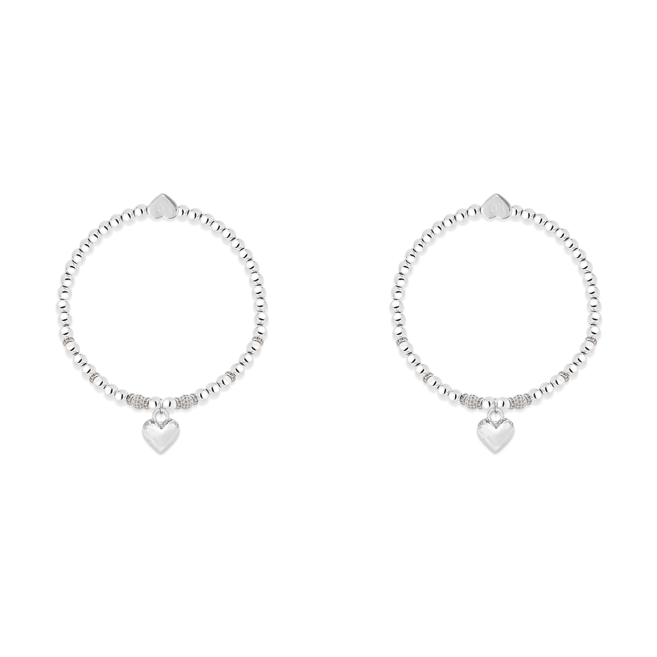 Best Friends heart charm bracelet set