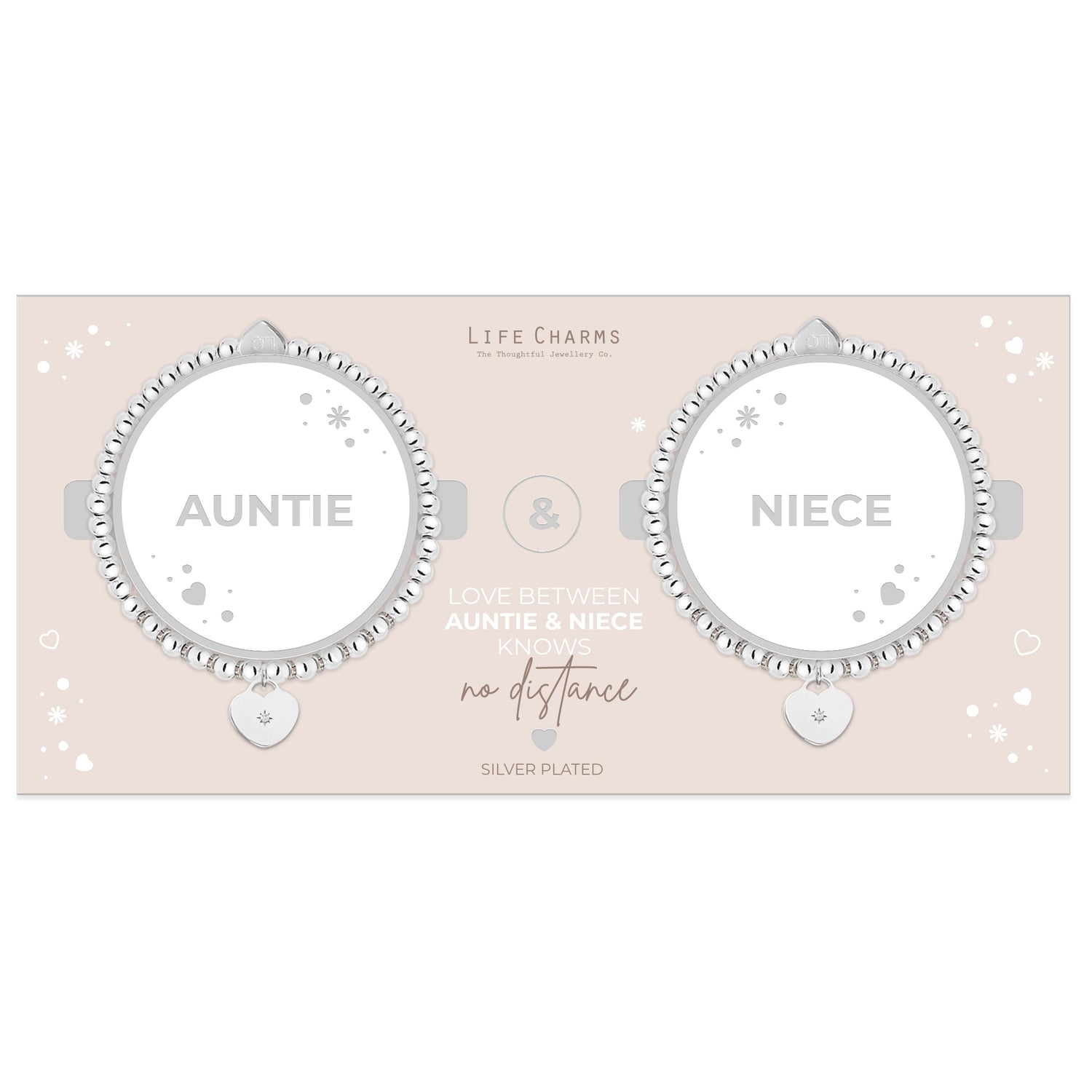 Auntie & Niece heart charm bracelet set