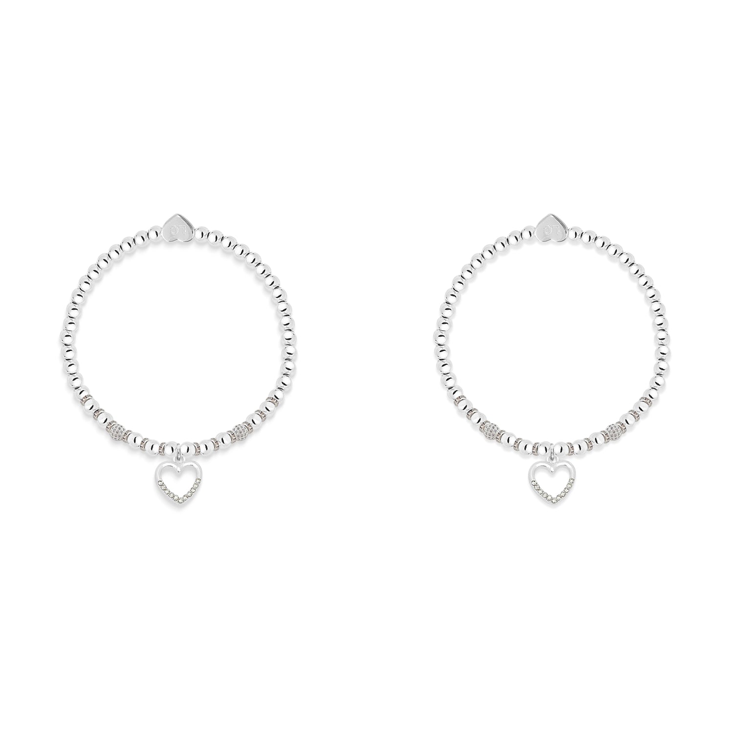 Friends for life sparkling heart charm bracelet set