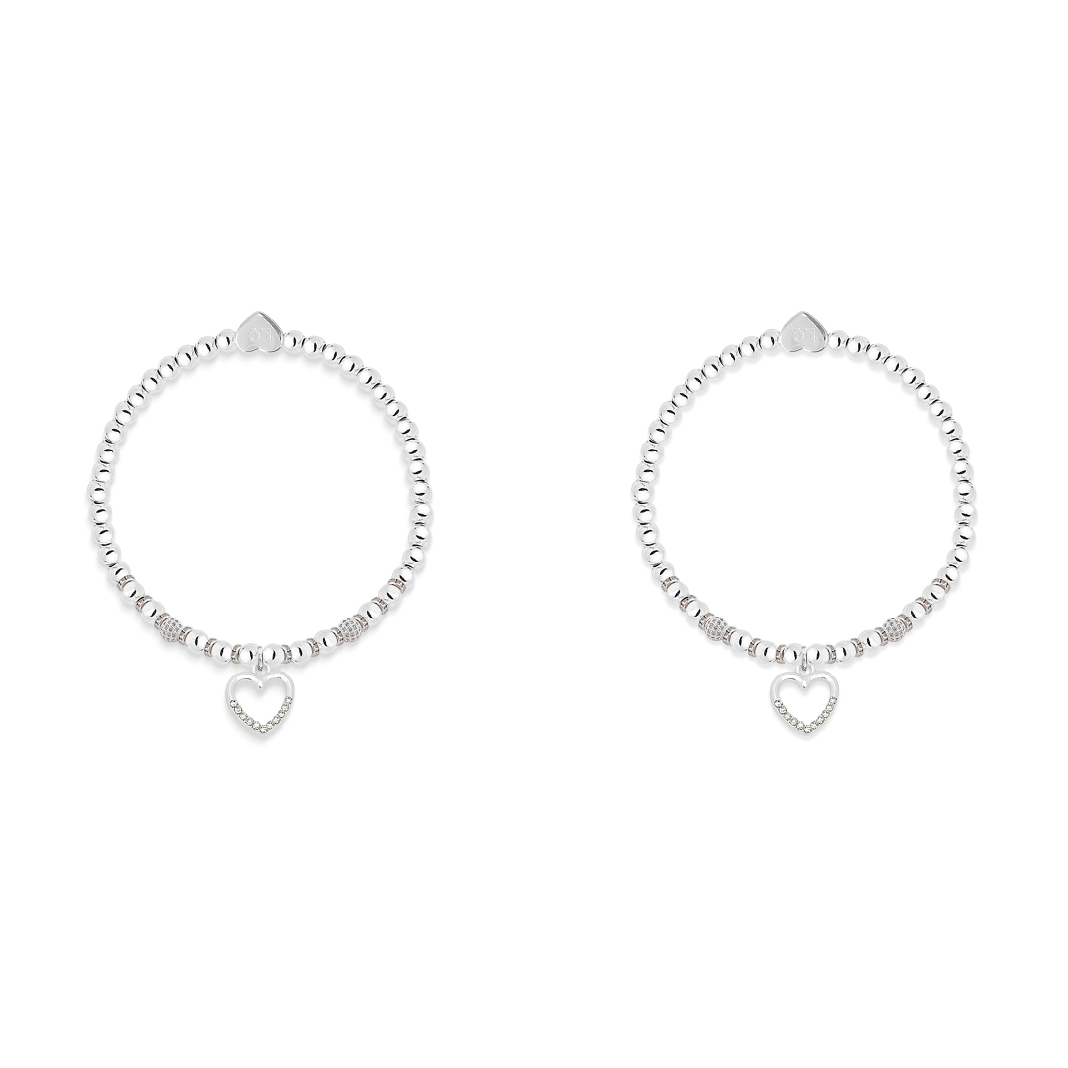 Friends for life sparkling heart charm bracelet set