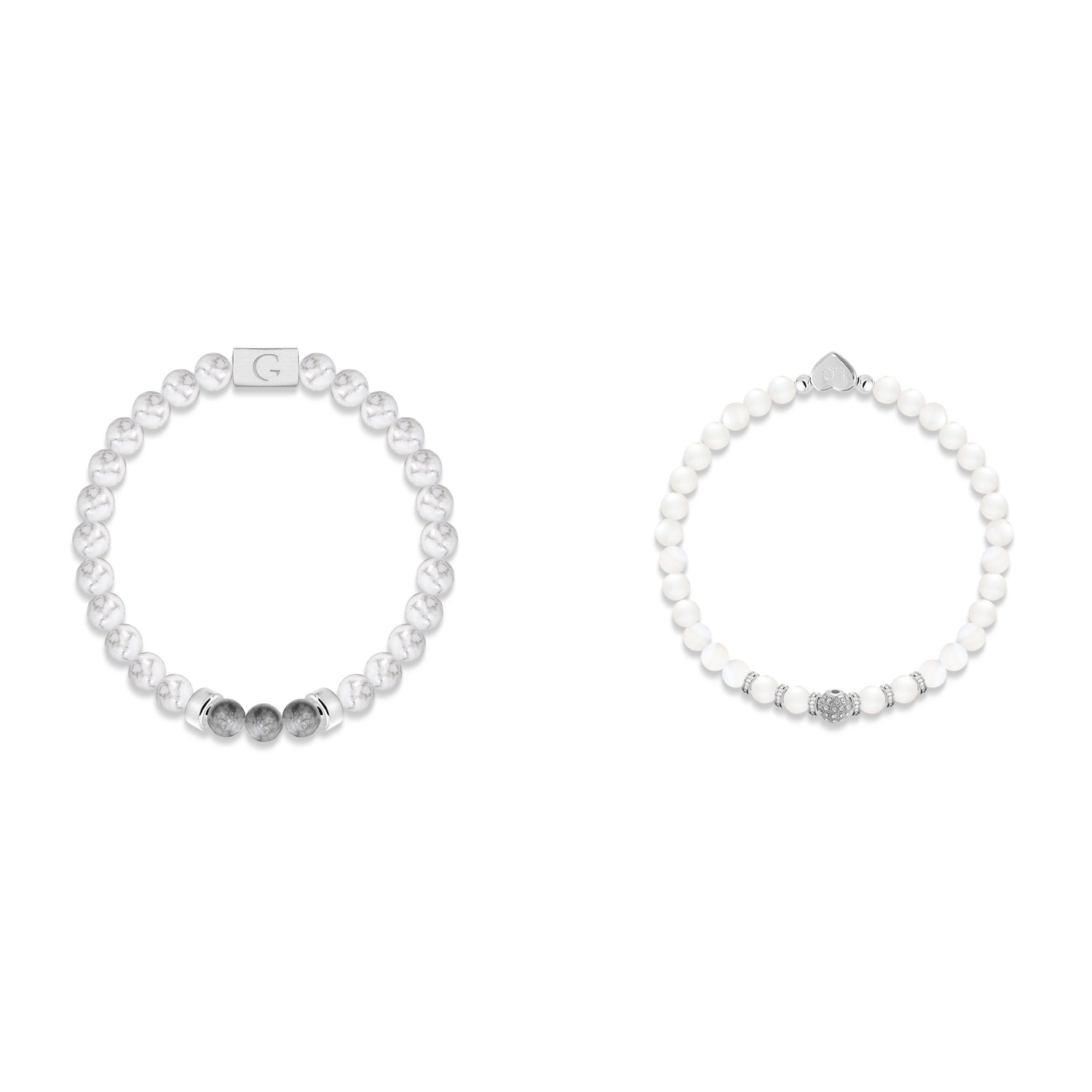 Mr right & Mrs always right semi precious stones bracelet set