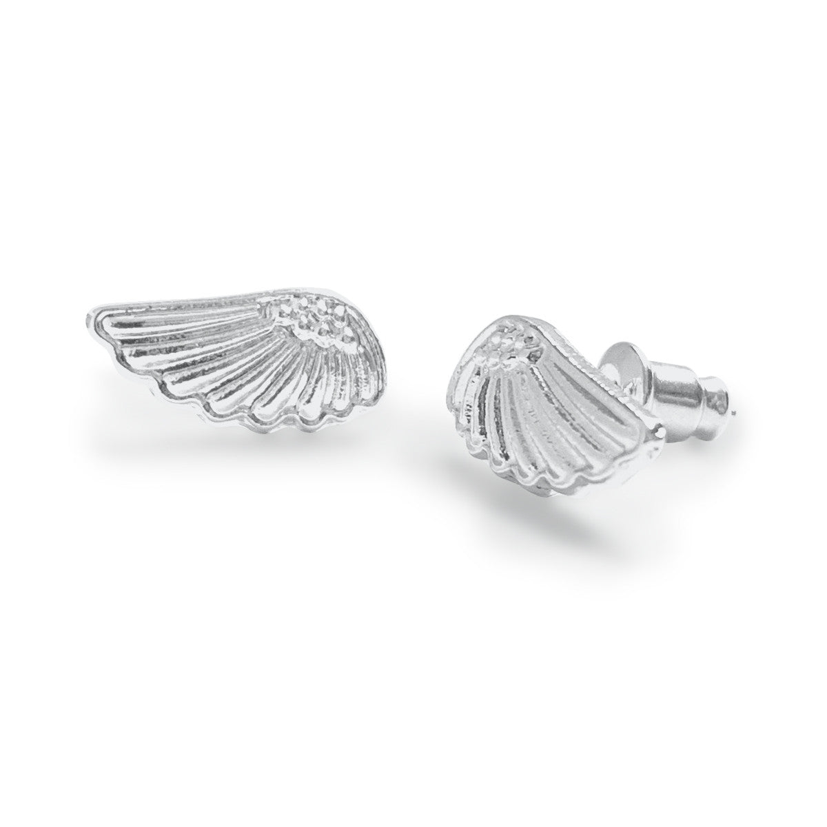 Angel wing silver studs