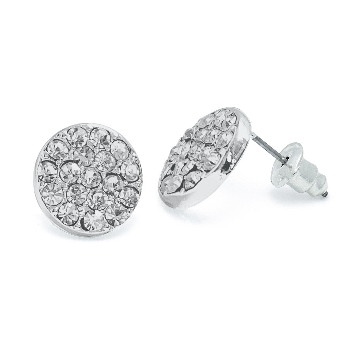 Round crystal silver studs