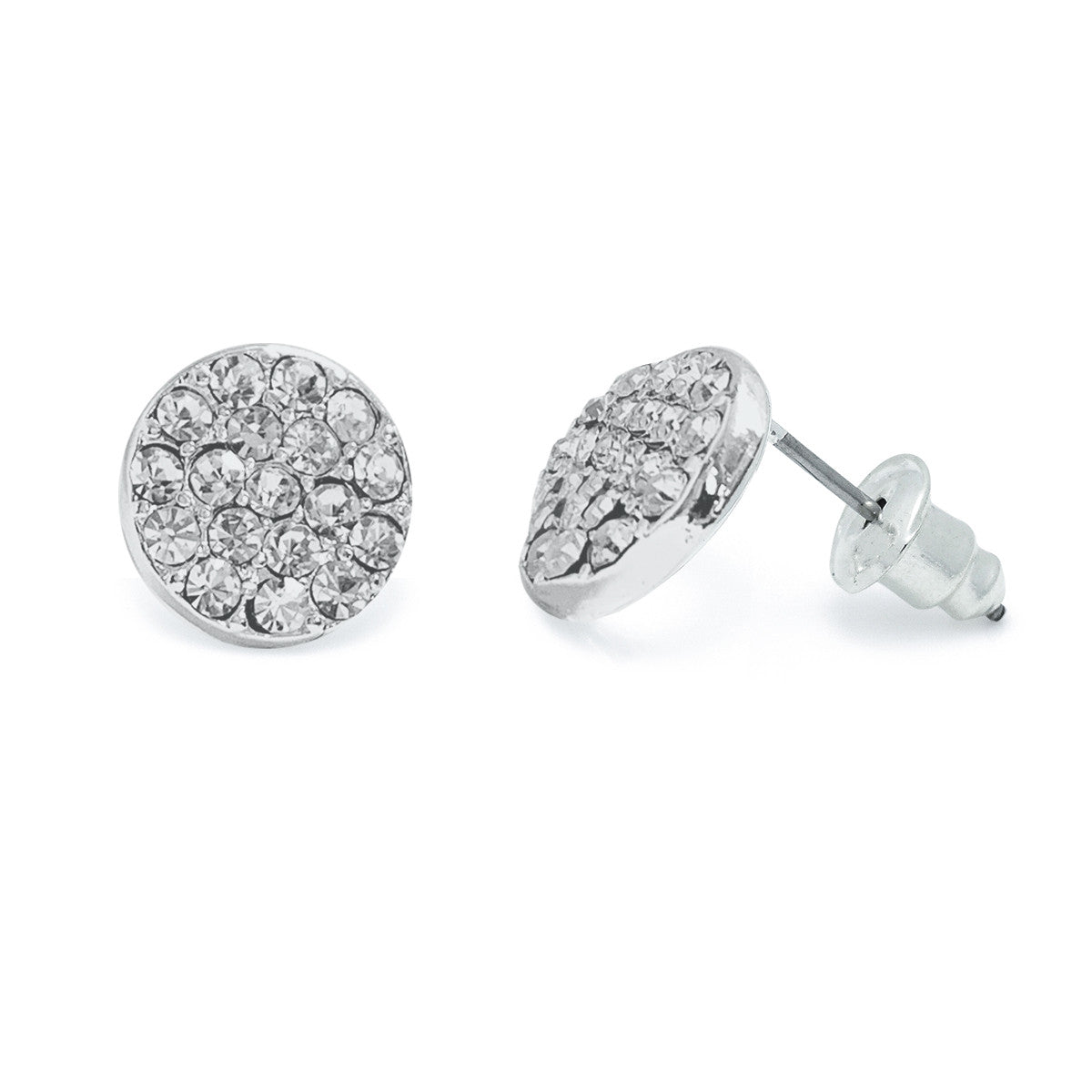 Crystal disc silver studs