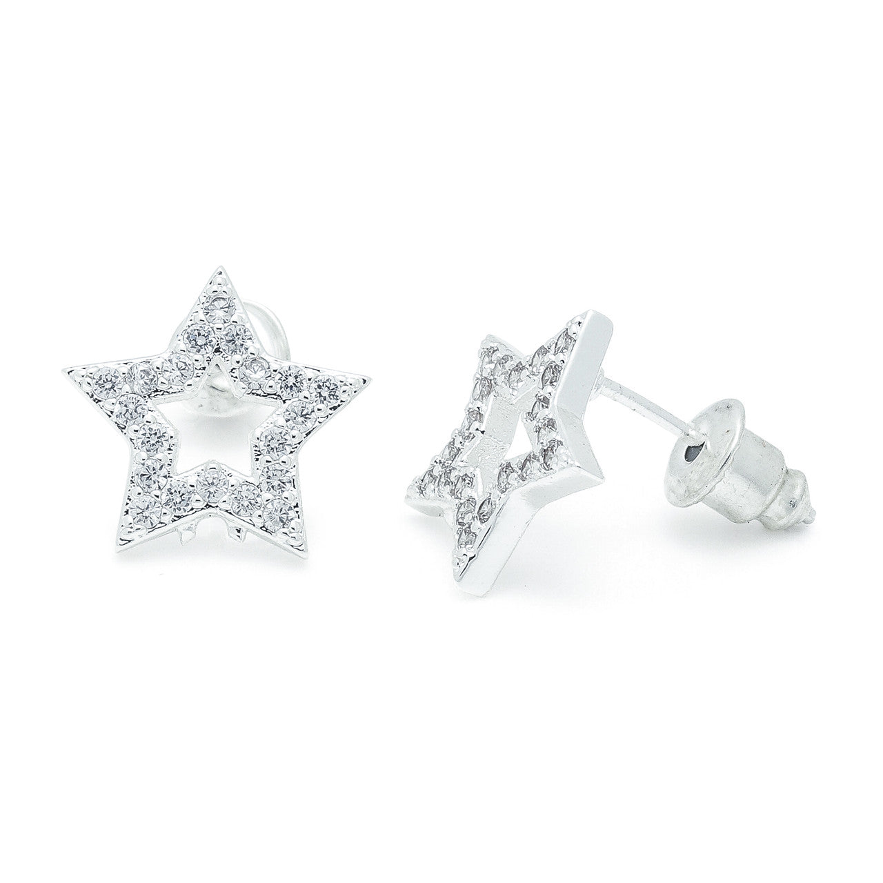 Open star silver studs