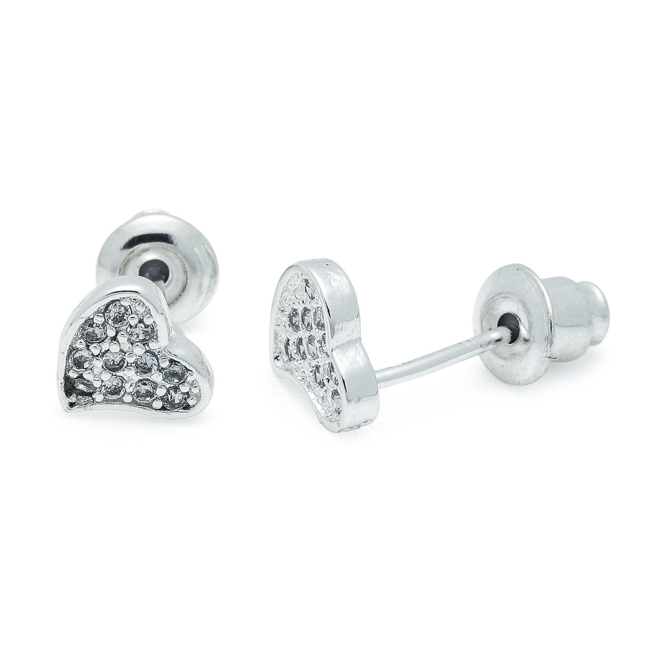 Heart silver studs