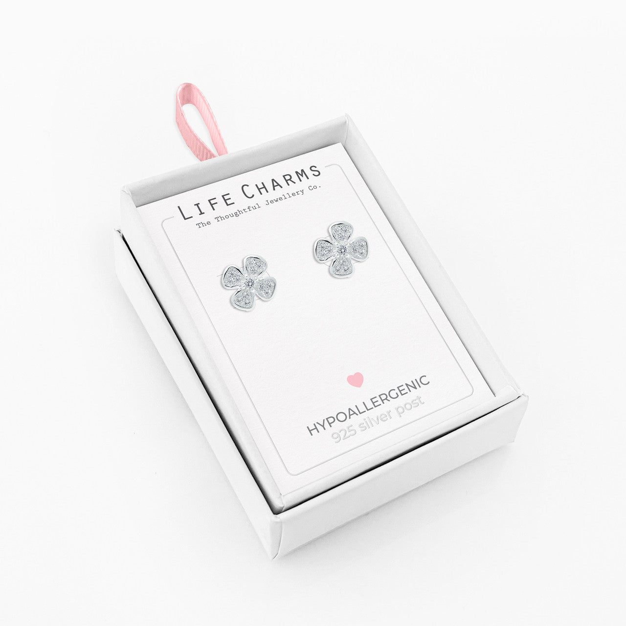 4 Leaf Clover CZ silver studs