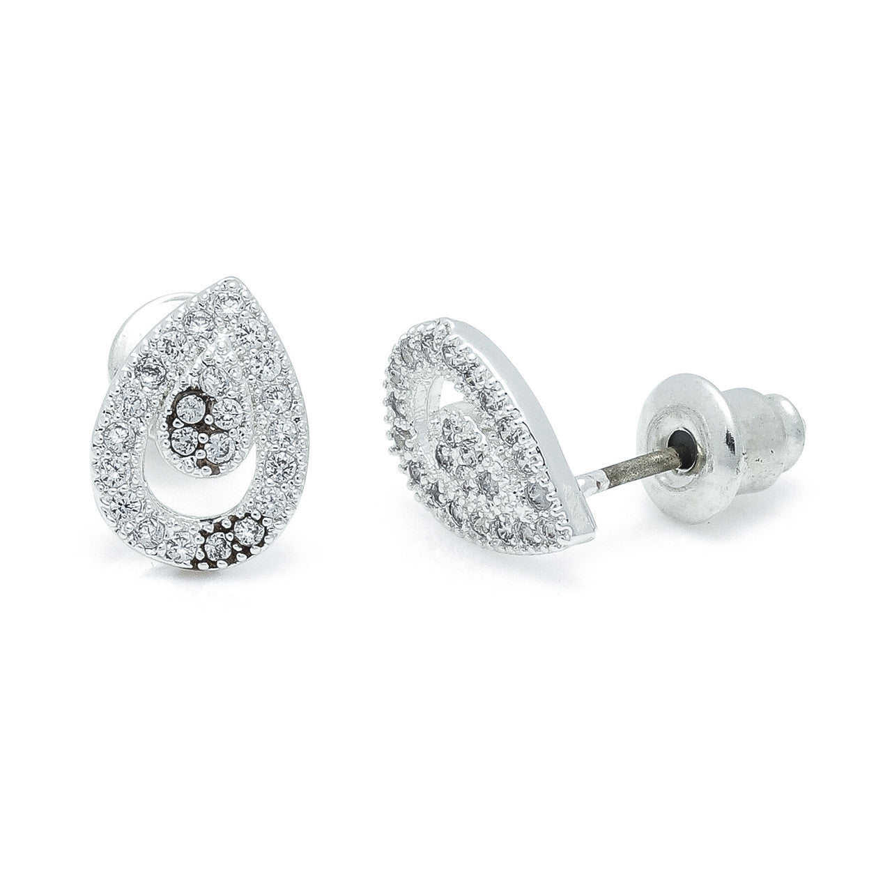 Teardrop CZ silver studs