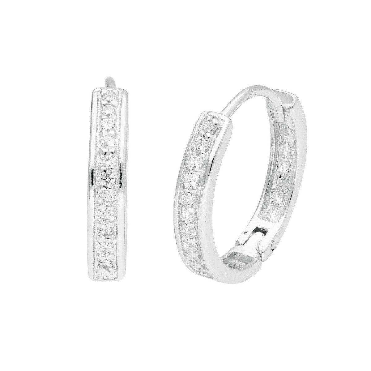 Diamond silver circle earrings