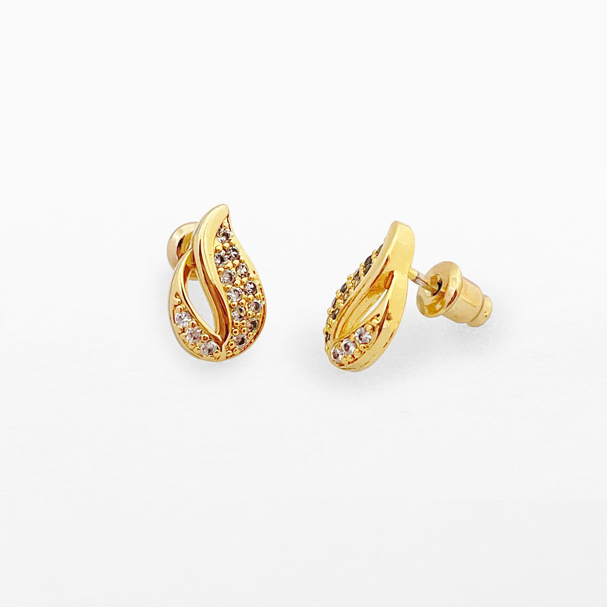 Diamond gold drop stud earrings