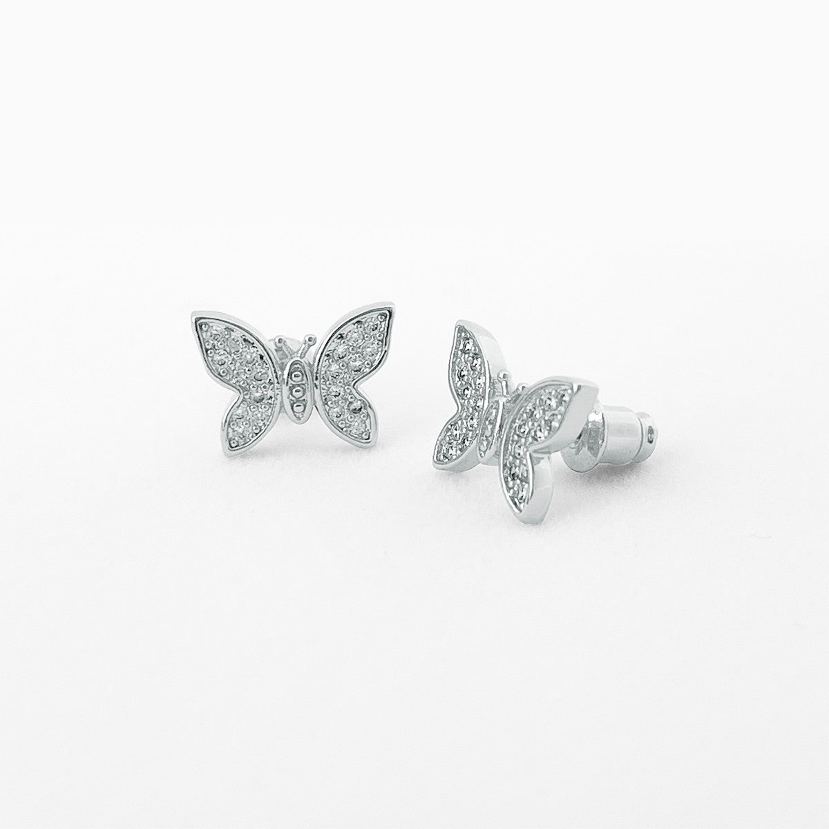 Butterfly silver stud earrings