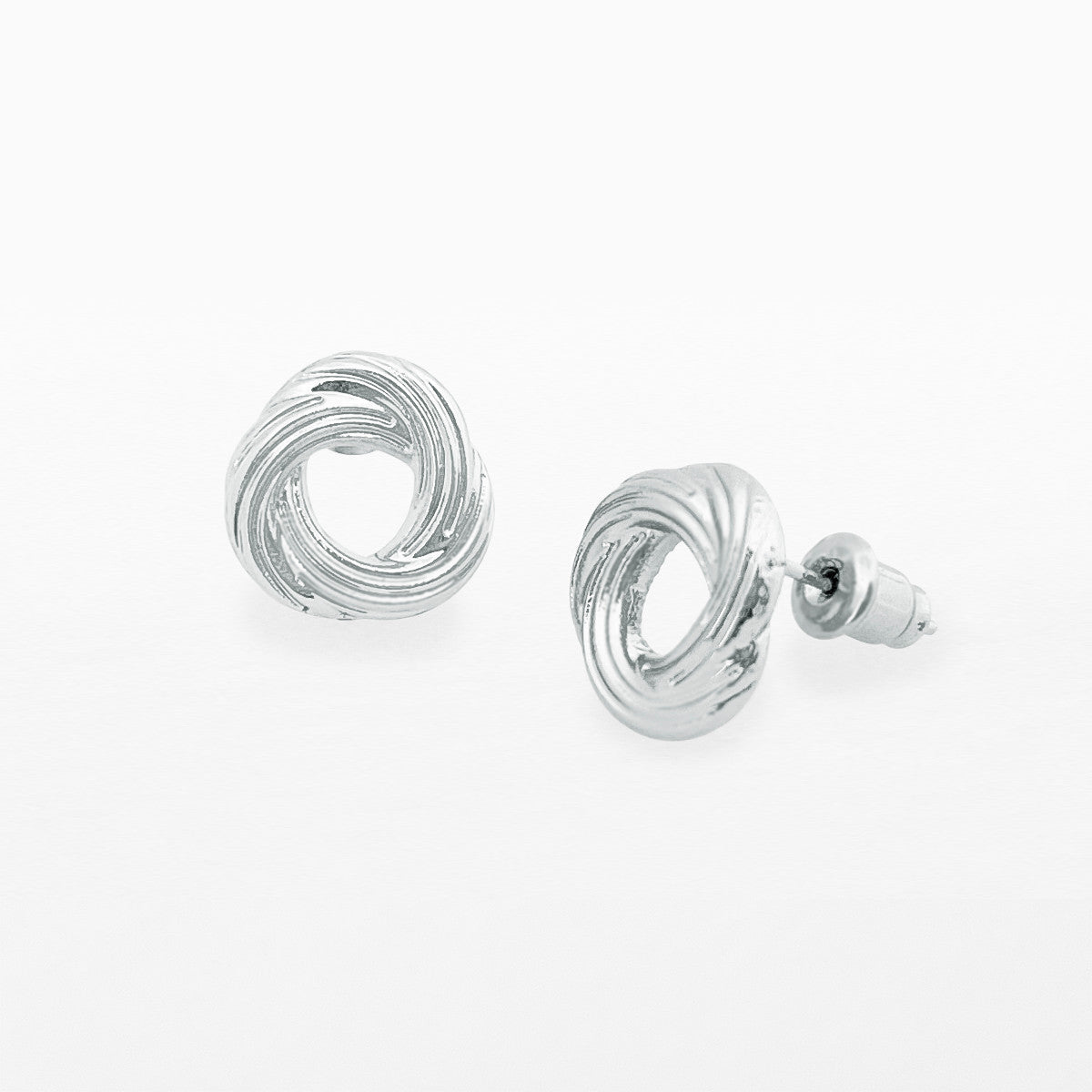 Silver knot stud earrings