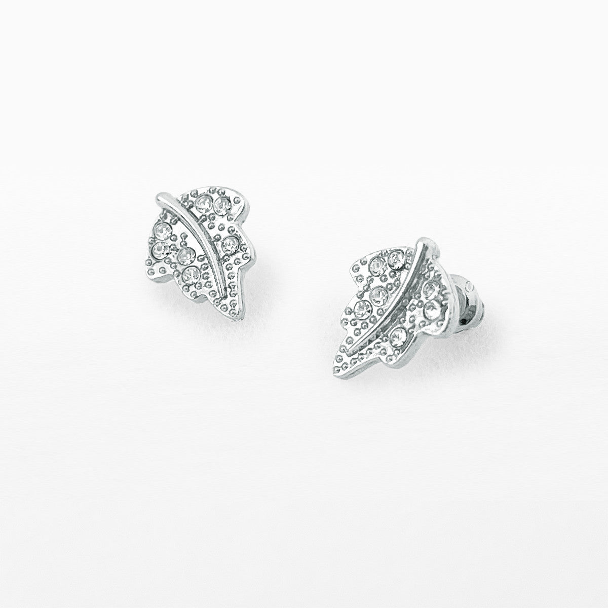 Silver leaf stud earrings