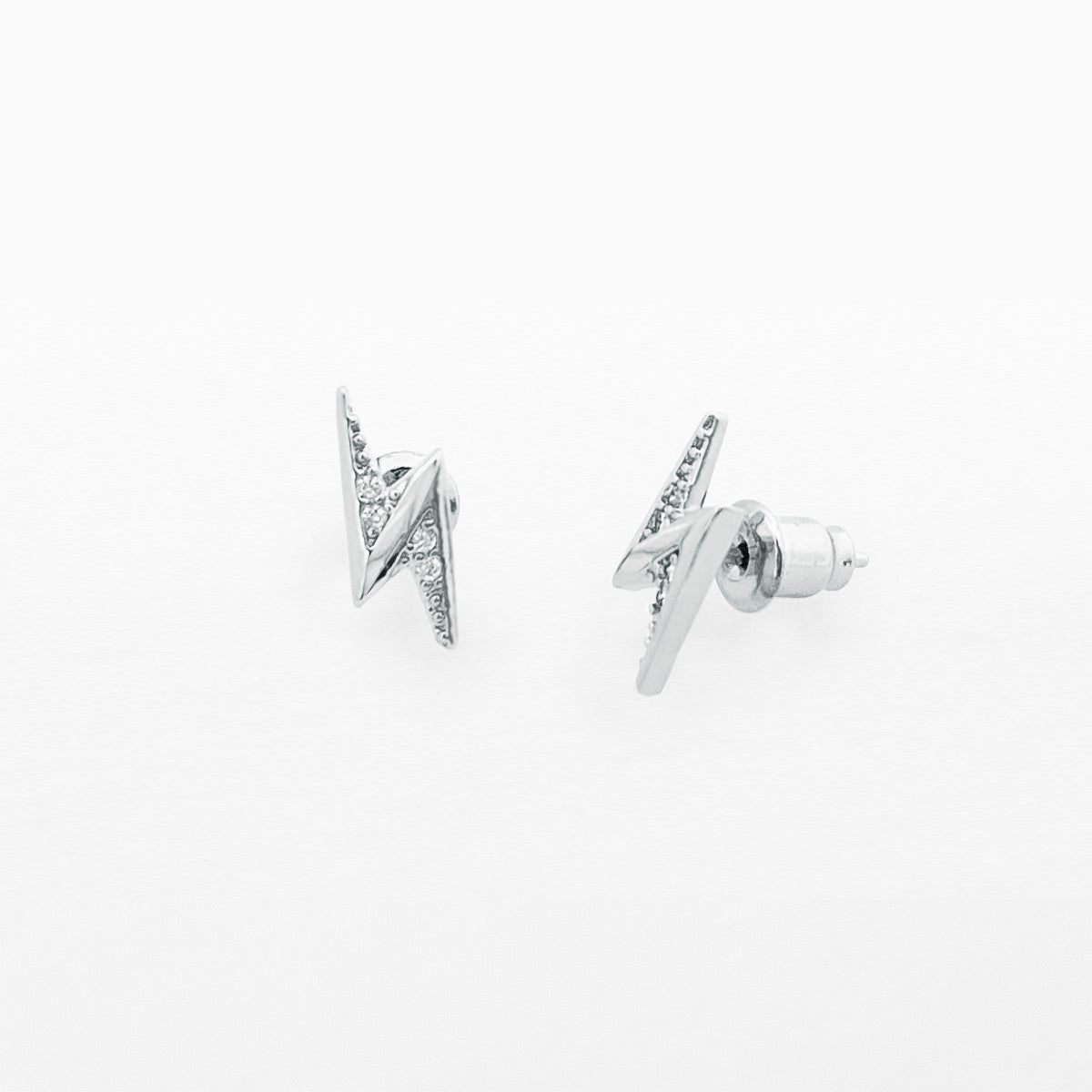 Thunderbolt silver stud earrings