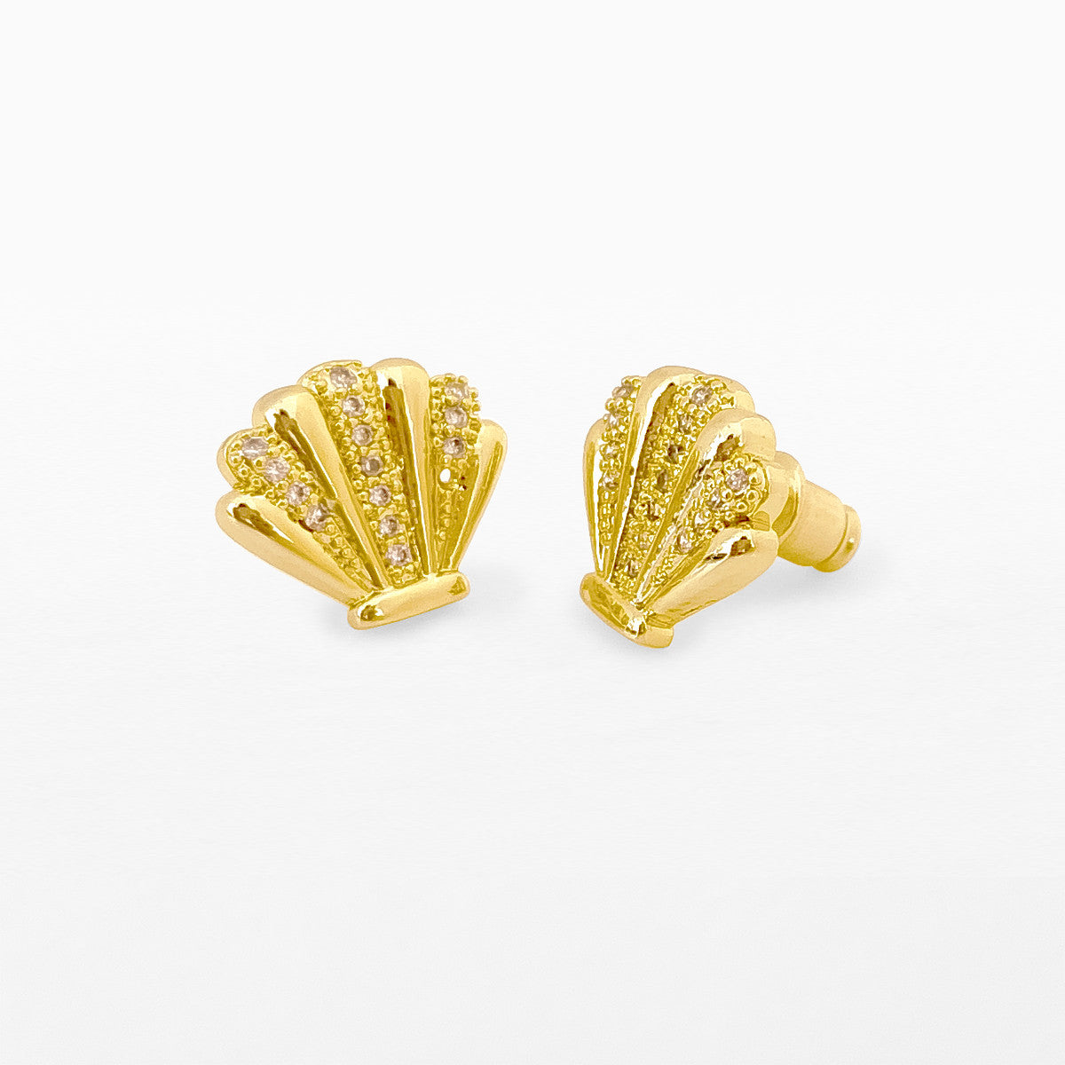 Gold seashell stud earrings