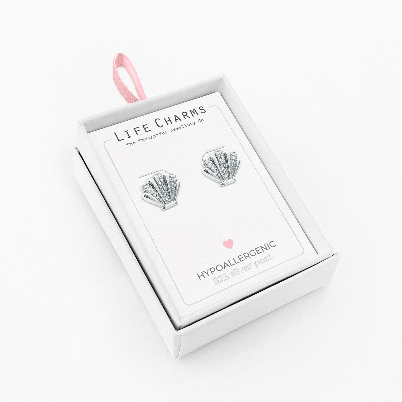 Silver seashell stud earrings