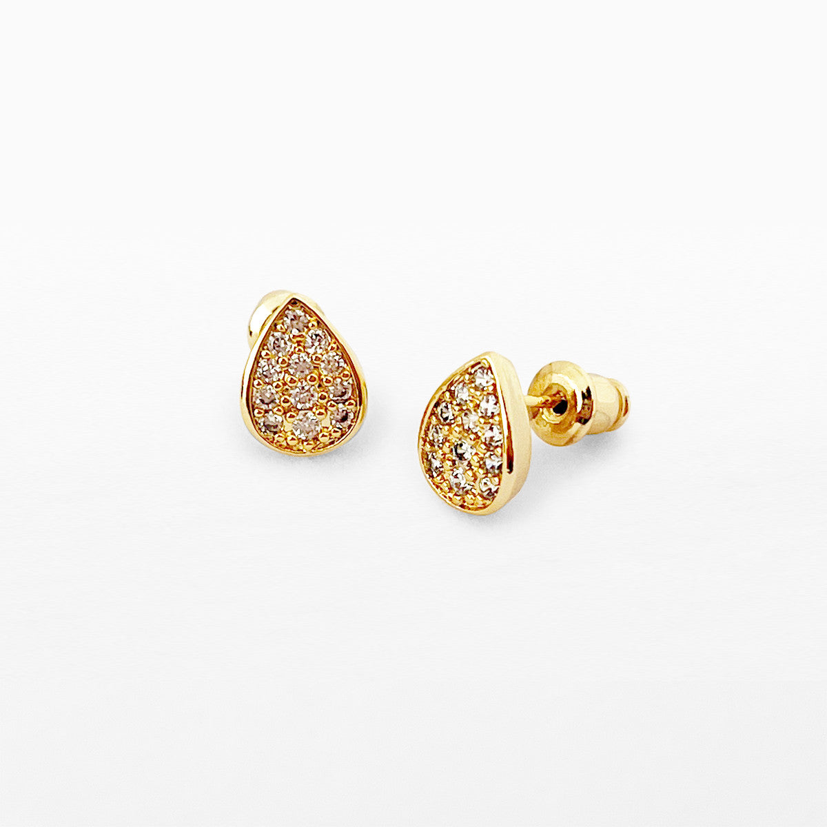 Stone drop gold stud earrings