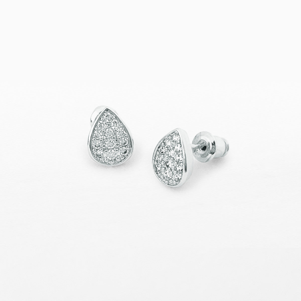 Stone drop silver stud earrings
