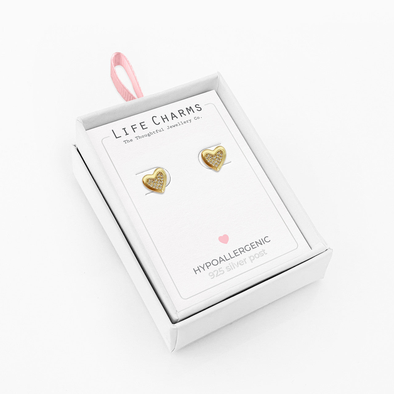 Diamond gold heart stud earrings