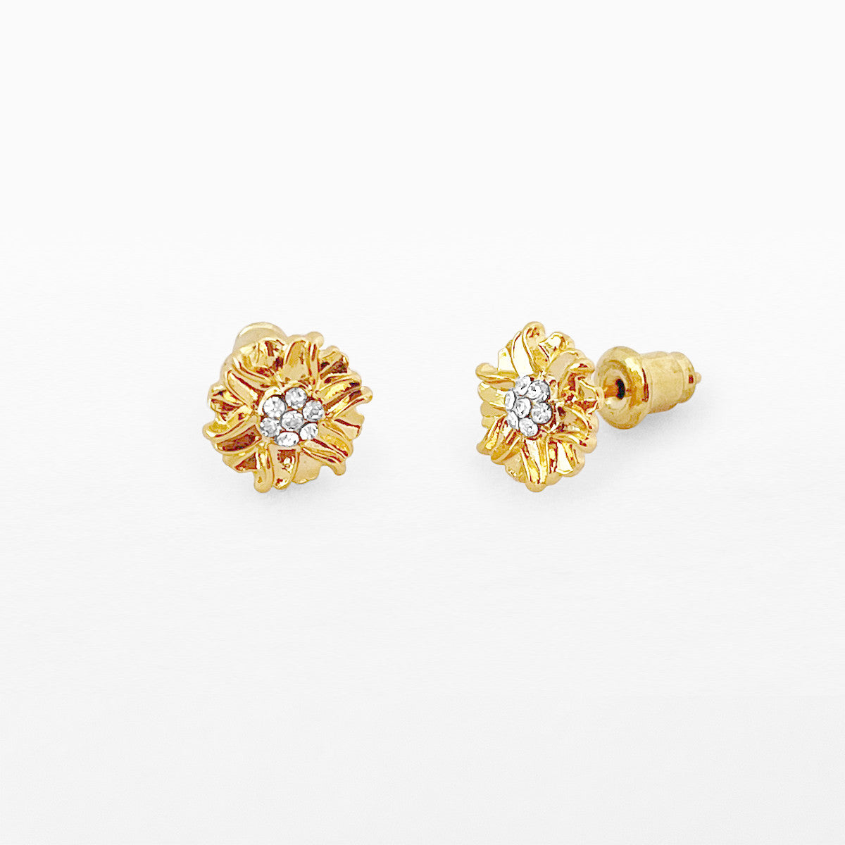 Gold flower stud earrings
