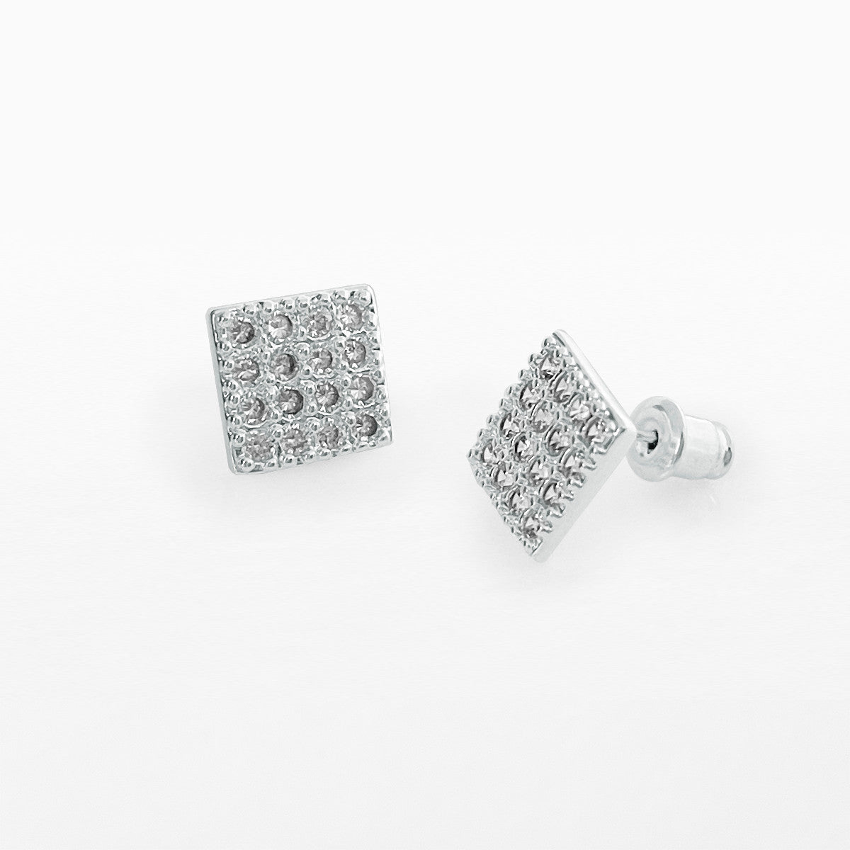 Crystal square stud earrings