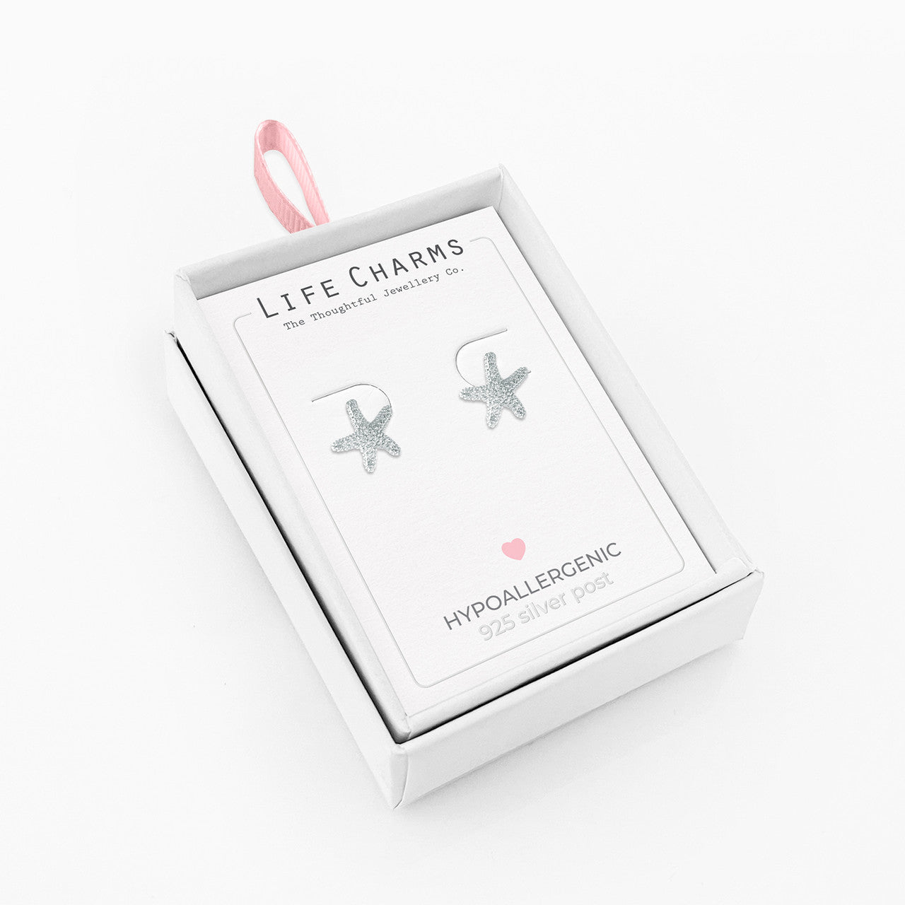 Silver starfish stud earrings