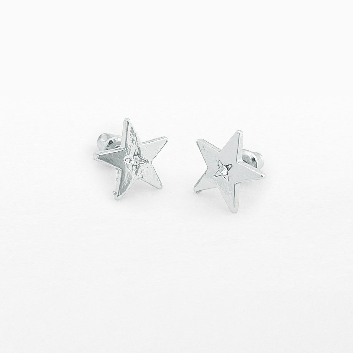 Silver star with starburst stud earrings