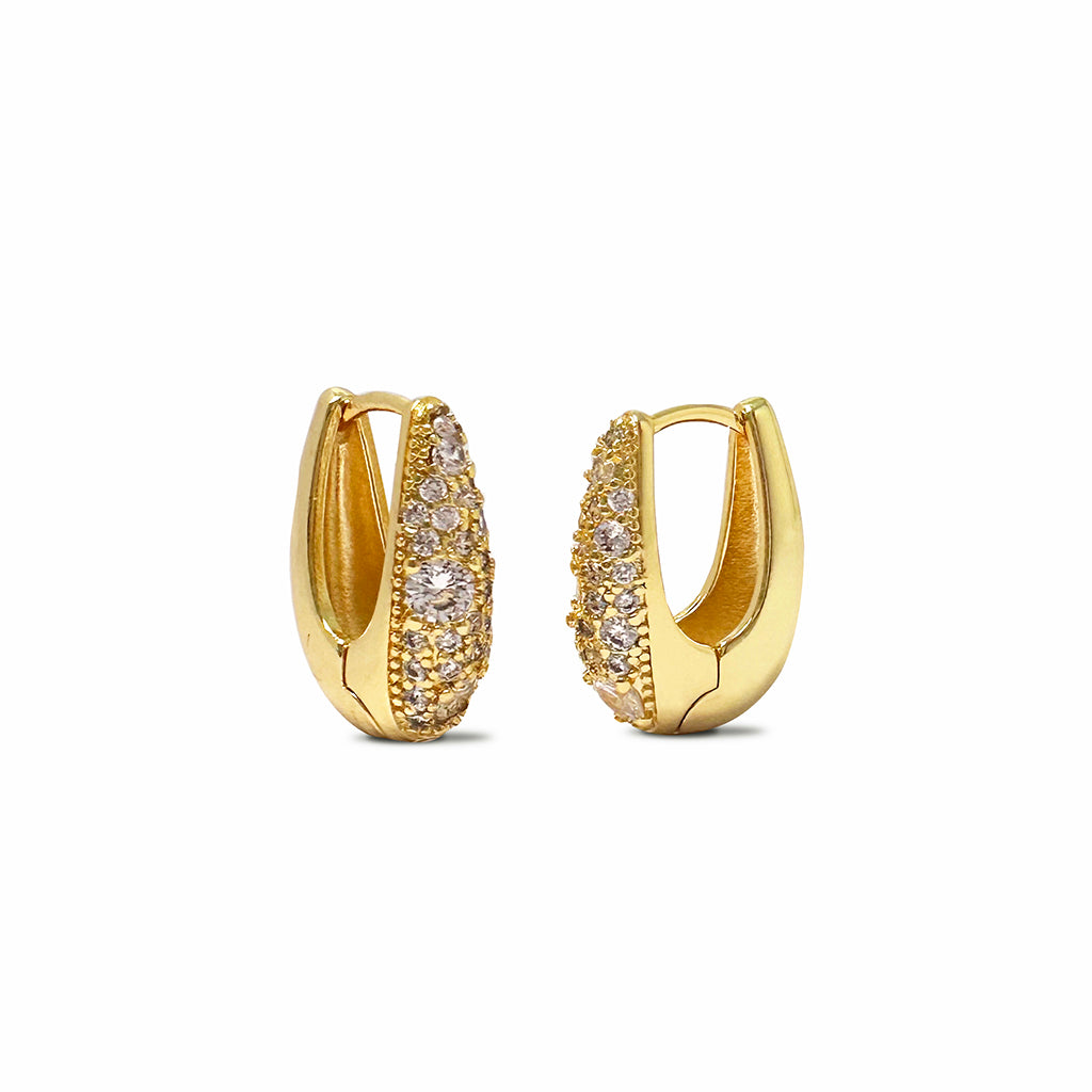 Chunky huggie hoop earrings in gold