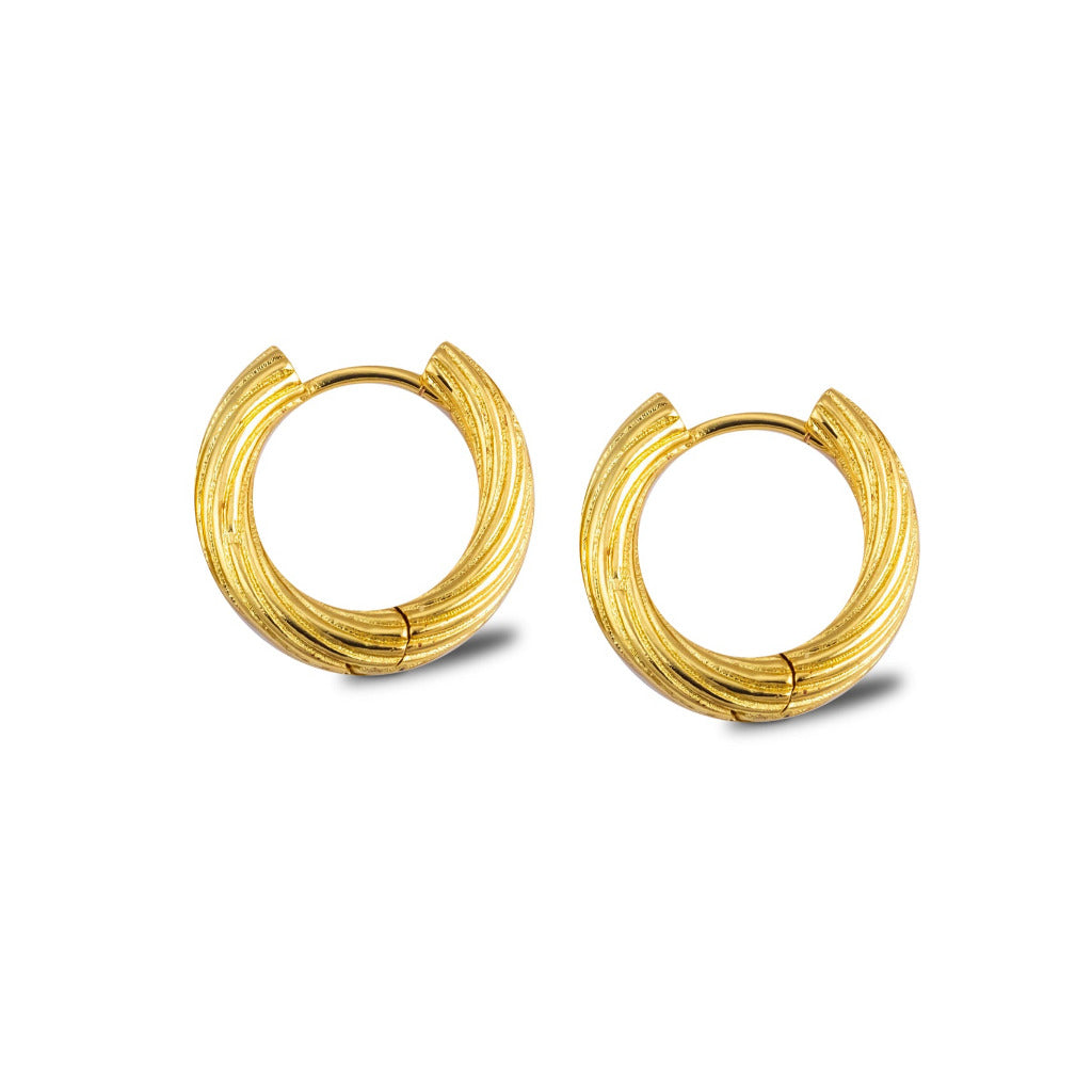 Small twisted hoop earrings in gold
