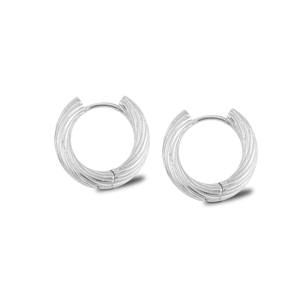 Small twisted hoop earrings in silver