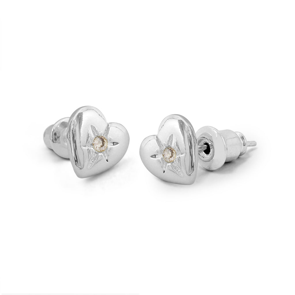 Silver dainty heart studs