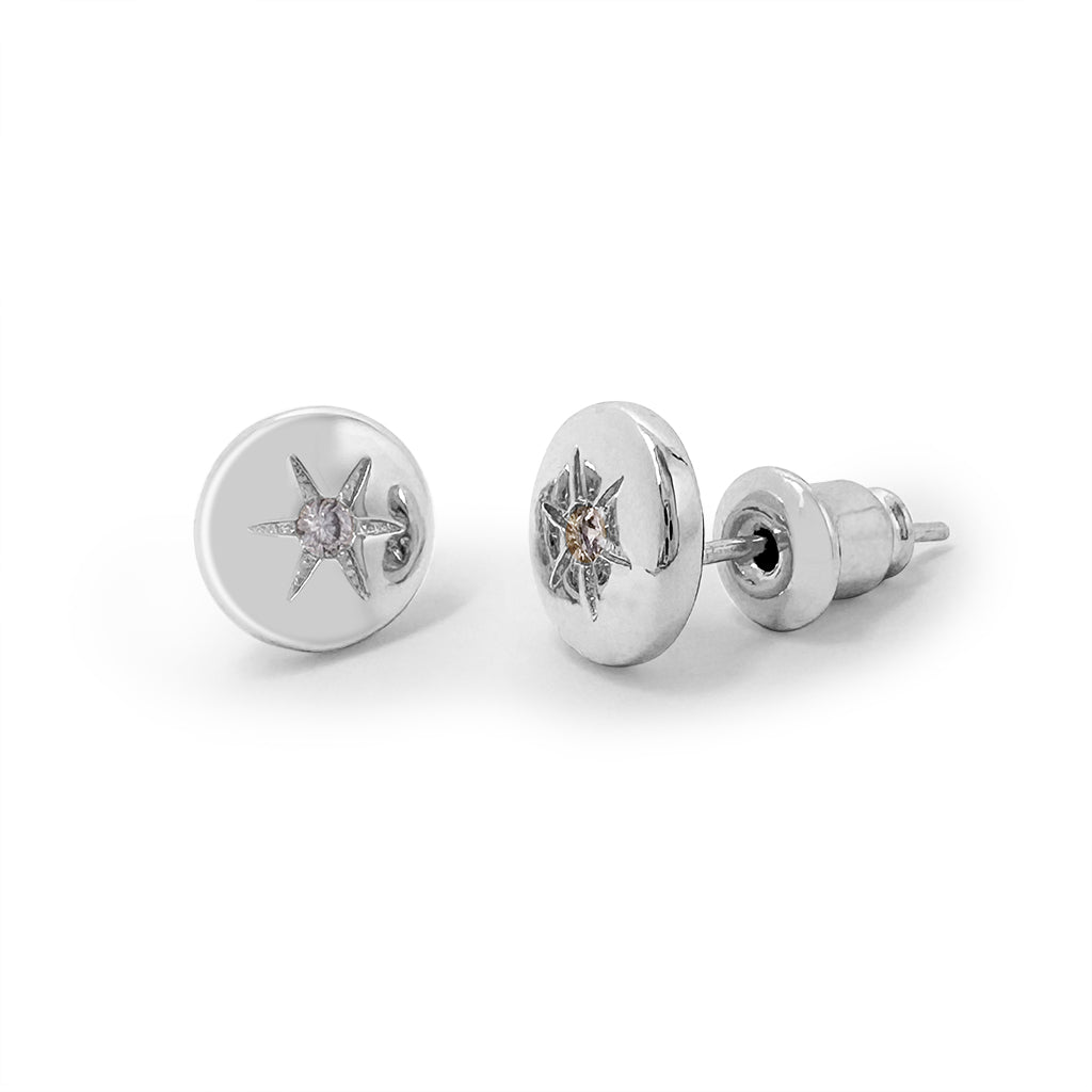 Silver dainty round studs