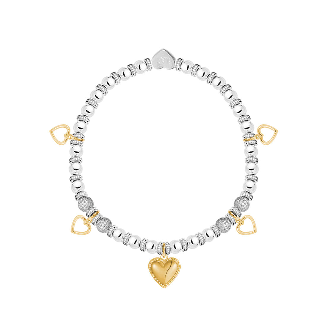 Happy 50th Birthday - Hearts charm bracelet in flower box