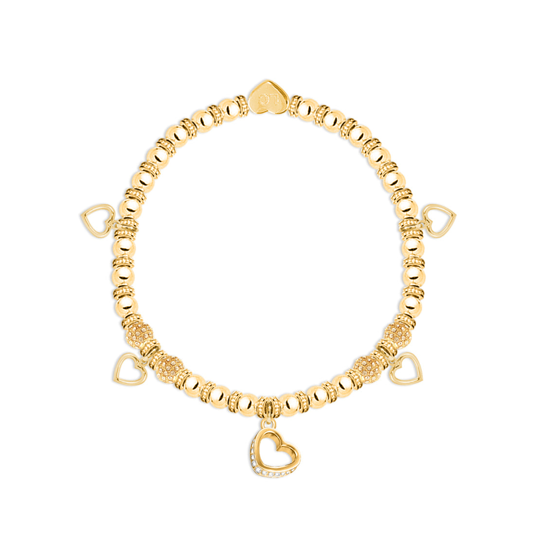 Especially For You - Gold hearts charm bracelet in flower box