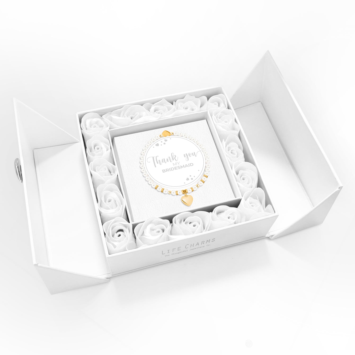 My Bridesmaid - Freshwater pearls charm bracelet in flower box