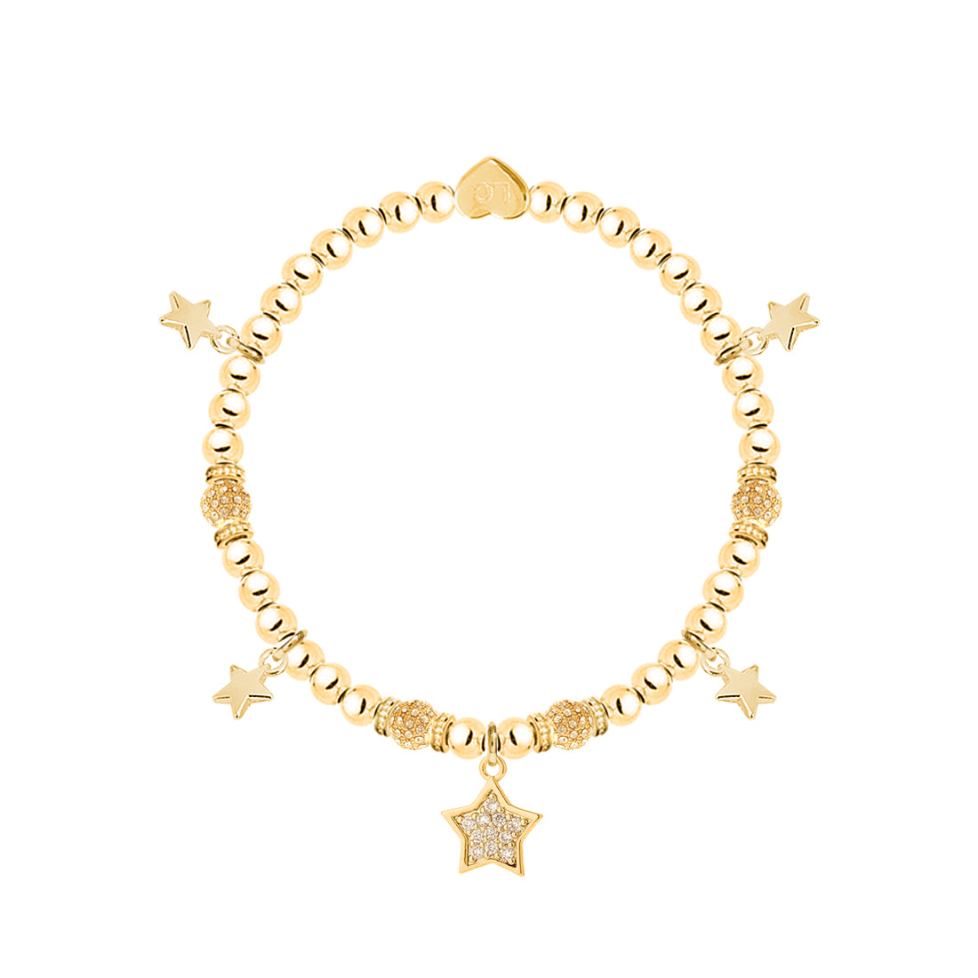 Happy Birthday - Sparkling gold stars charm bracelet in flower box