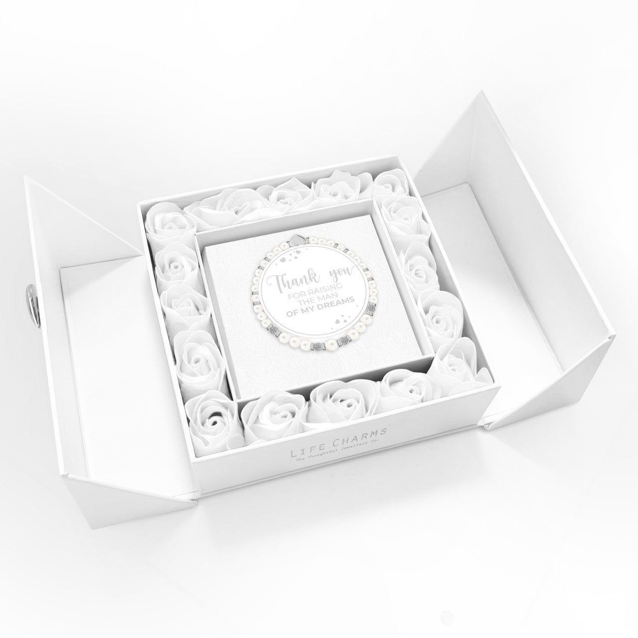 Mother Of The Groom - Freshwater pearls charm bracelet in flower box