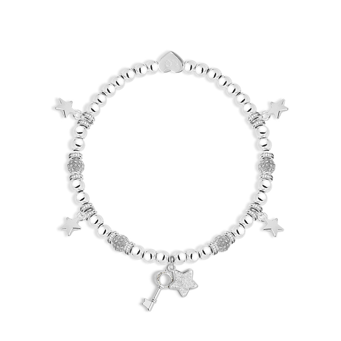 Happy 21st Birthday - Key & stars charm bracelet in flower box