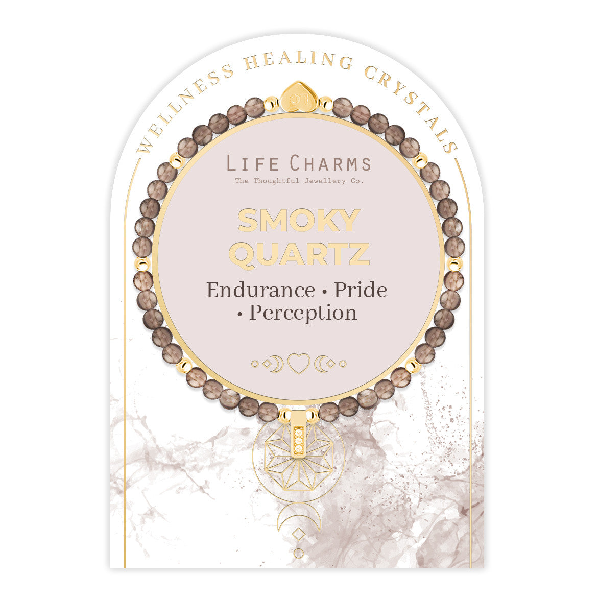 Smoky Quartz & gold beads healing crystals bracelet