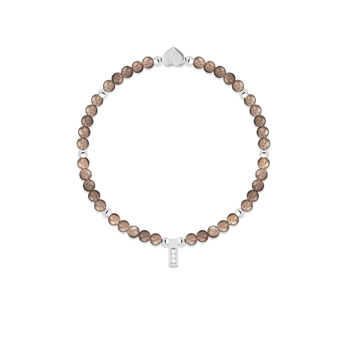 Smoky Quartz & silver beads healing crystals bracelet