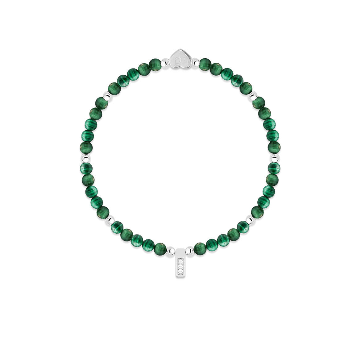 Malachite & silver beads healing crystals bracelet