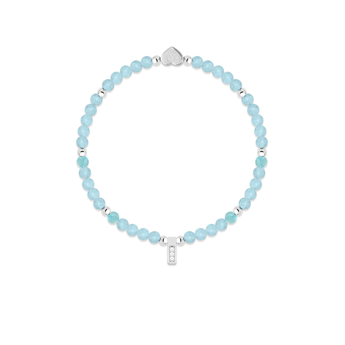 Aquamarine & silver beads healing crystals bracelet