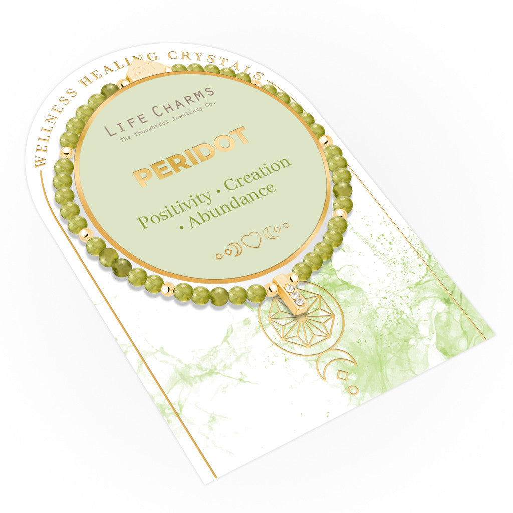 Peridot & gold beads healing crystals bracelet