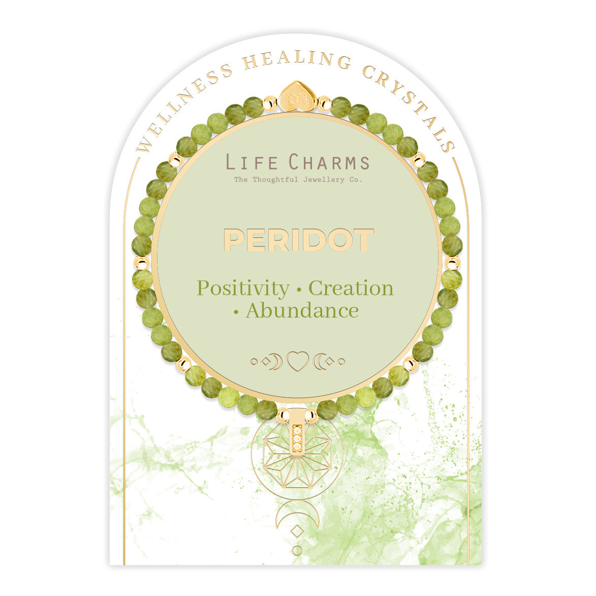 Peridot & gold beads healing crystals bracelet