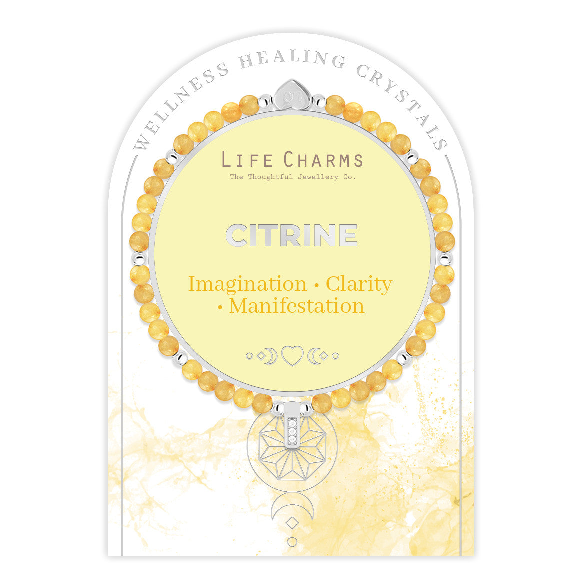 Citrine & silver beads healing crystals bracelet