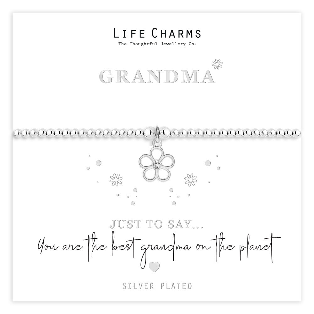 Just To Say Grandma flower charm bracelet