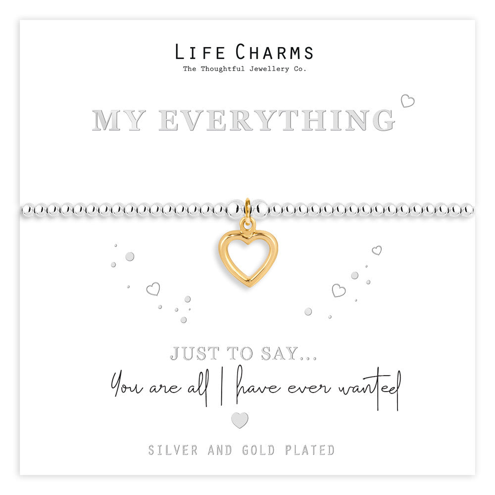 Just To Say My everything gold heart charm bracelet
