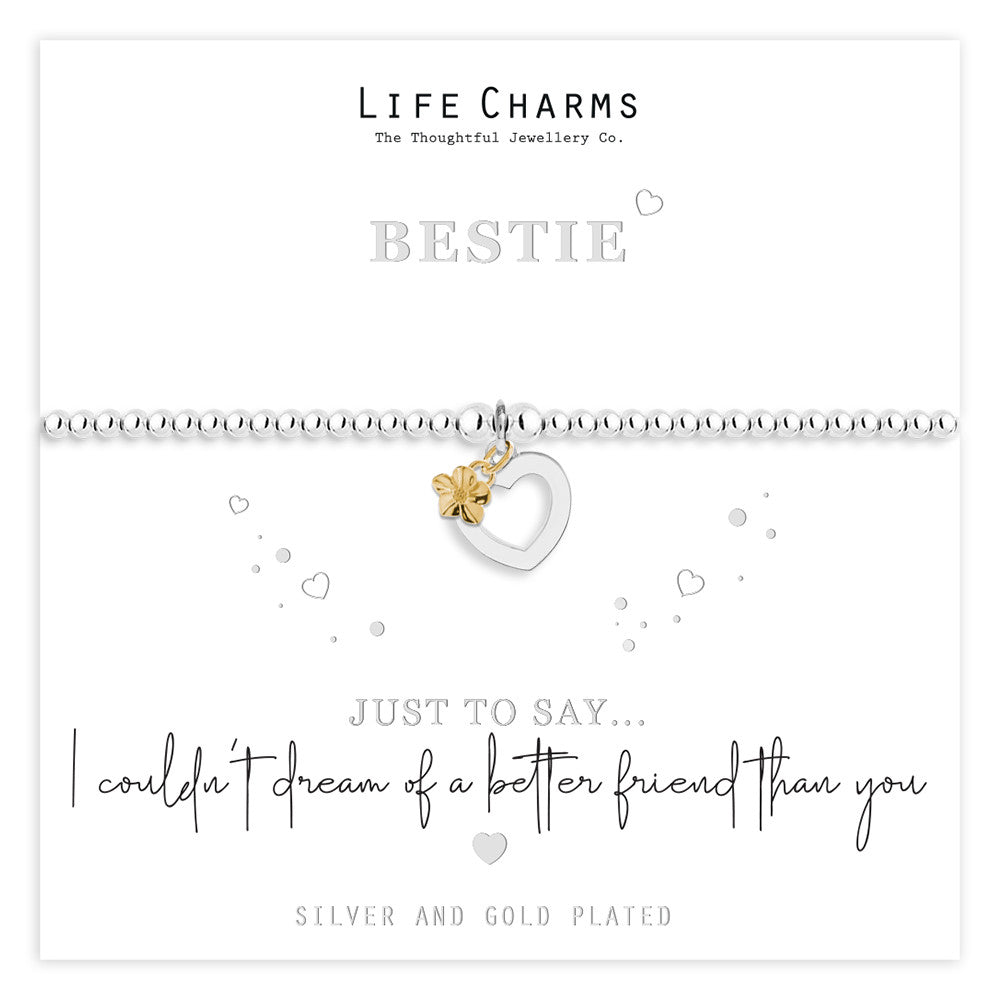 Just To Say Bestie heart charm bracelet