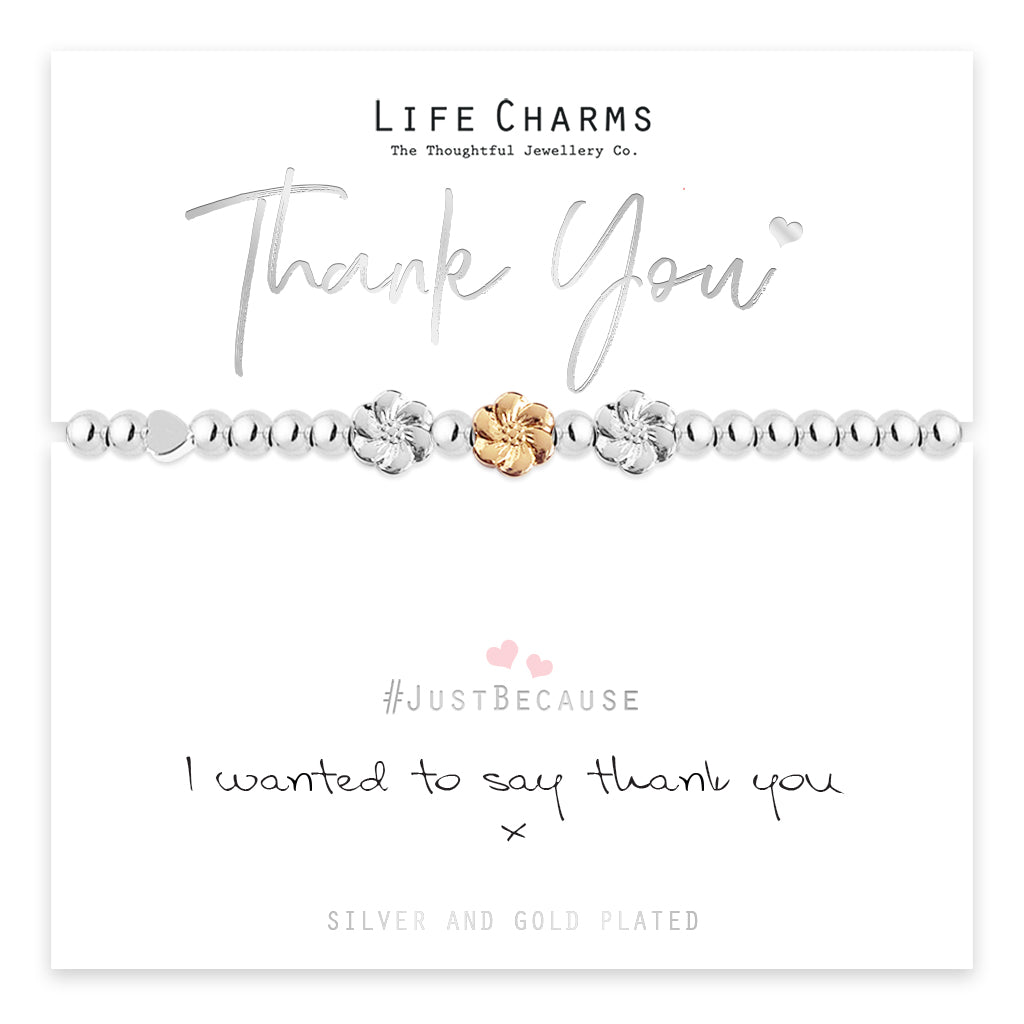Thank You Silver Flower Bracelet